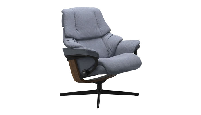 Stressless Reno with Cross Base in Peony Blue Fabric